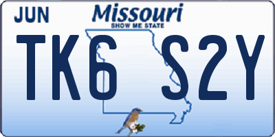 MO license plate TK6S2Y