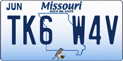 MO license plate TK6W4V