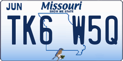 MO license plate TK6W5Q