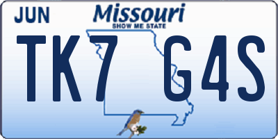 MO license plate TK7G4S