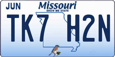 MO license plate TK7H2N