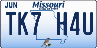 MO license plate TK7H4U
