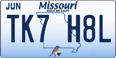 MO license plate TK7H8L