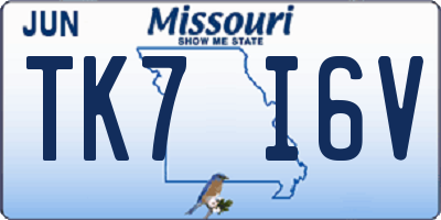 MO license plate TK7I6V