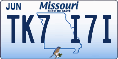 MO license plate TK7I7I