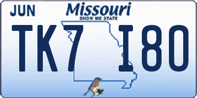 MO license plate TK7I8O