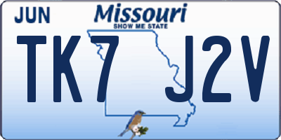 MO license plate TK7J2V