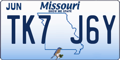 MO license plate TK7J6Y