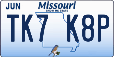 MO license plate TK7K8P