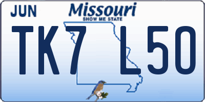 MO license plate TK7L5O
