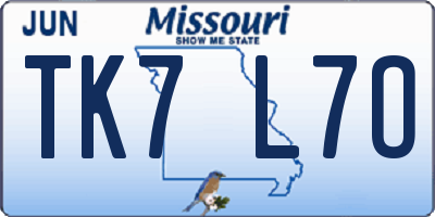 MO license plate TK7L7O