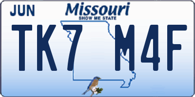 MO license plate TK7M4F