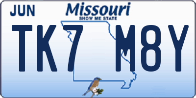 MO license plate TK7M8Y