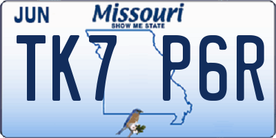 MO license plate TK7P6R
