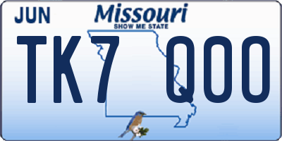 MO license plate TK7Q0O