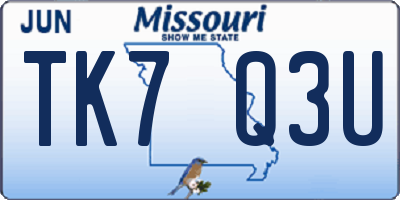 MO license plate TK7Q3U