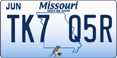 MO license plate TK7Q5R