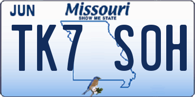 MO license plate TK7S0H