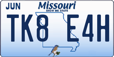 MO license plate TK8E4H