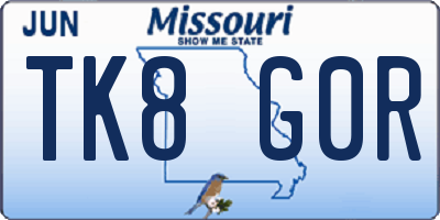 MO license plate TK8G0R