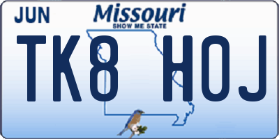 MO license plate TK8H0J