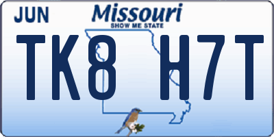 MO license plate TK8H7T