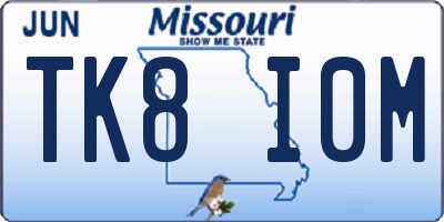 MO license plate TK8I0M