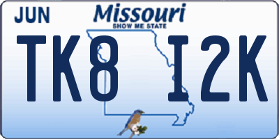 MO license plate TK8I2K
