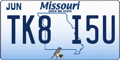 MO license plate TK8I5U