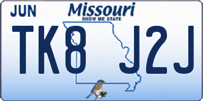 MO license plate TK8J2J