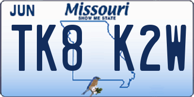 MO license plate TK8K2W