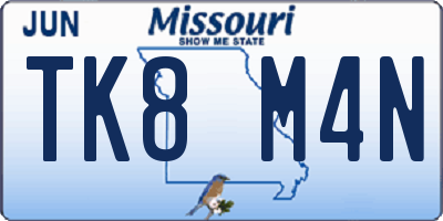 MO license plate TK8M4N