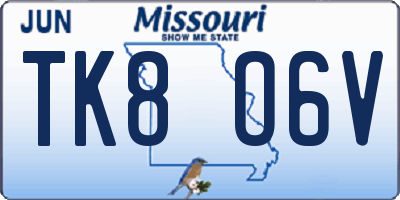 MO license plate TK8O6V
