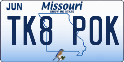MO license plate TK8P0K