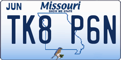 MO license plate TK8P6N