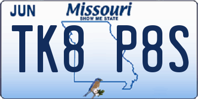 MO license plate TK8P8S