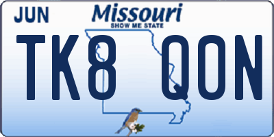 MO license plate TK8Q0N