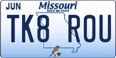 MO license plate TK8R0U