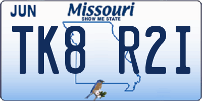 MO license plate TK8R2I