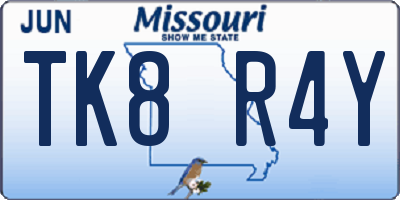 MO license plate TK8R4Y
