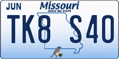 MO license plate TK8S4O