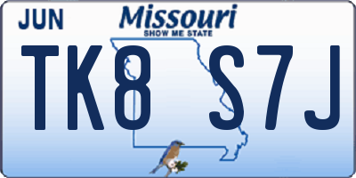 MO license plate TK8S7J