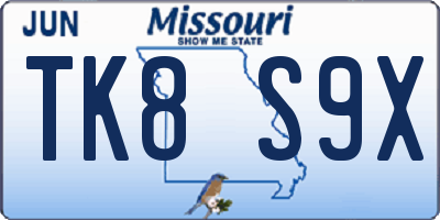 MO license plate TK8S9X