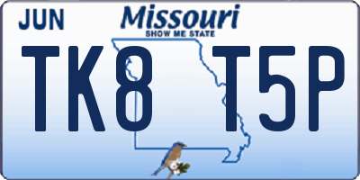 MO license plate TK8T5P