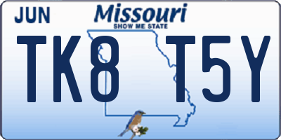 MO license plate TK8T5Y
