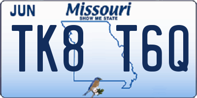 MO license plate TK8T6Q