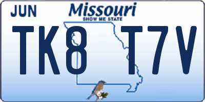 MO license plate TK8T7V