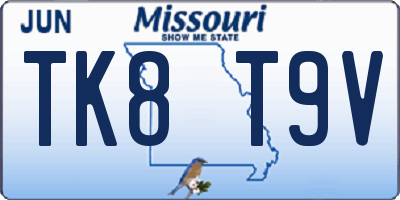 MO license plate TK8T9V