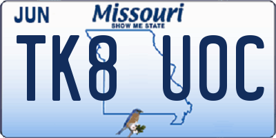 MO license plate TK8U0C