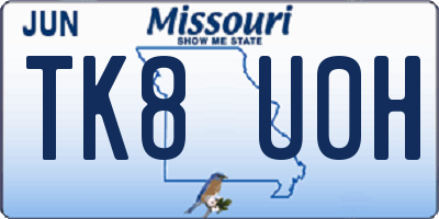 MO license plate TK8U0H